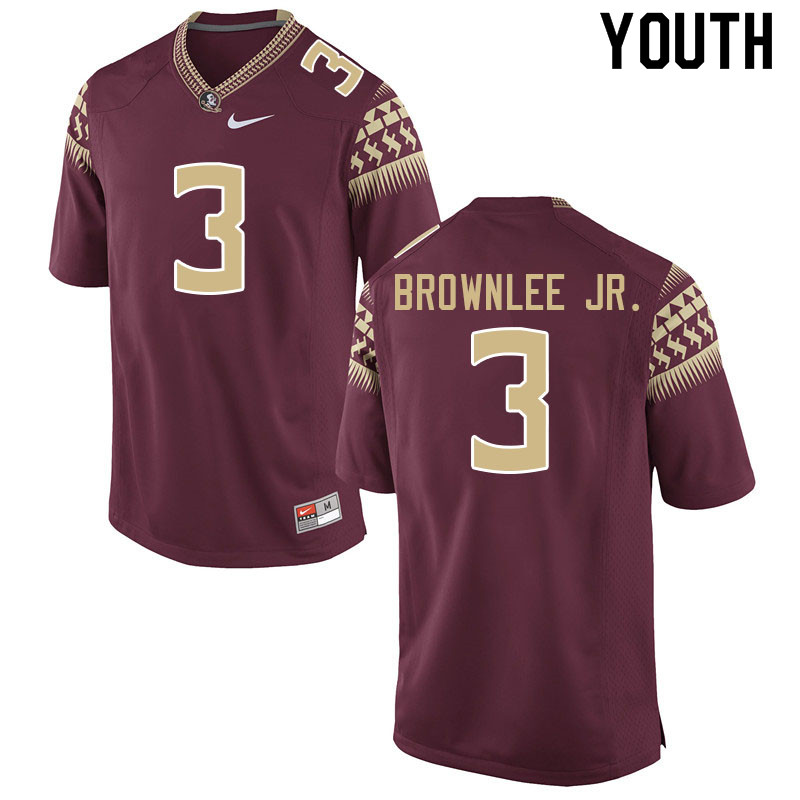 Youth #3 Jarvis Brownlee Jr. Florida State Seminoles College Football Jerseys Sale-Garnet - Click Image to Close